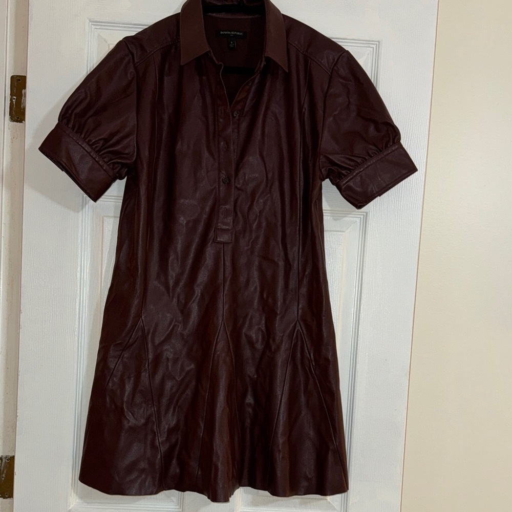 Banana Republic Rich Faux leather Brown Midi Dress
